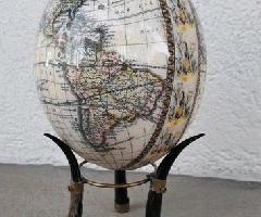 دکوپاژ شترمرغ تخم مرغ نقشه جهان / آفریقایی بزرگ 5 + غزال شاخ پایه