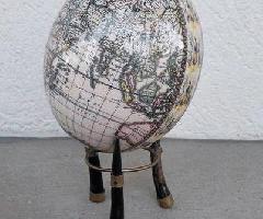 دکوپاژ شترمرغ تخم مرغ نقشه جهان / آفریقایی بزرگ 5 + غزال شاخ پایه