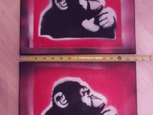 هنر تفکر میمون بر روی بوم (2) (جفت) 11 ایکس 14