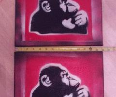 هنر تفکر میمون بر روی بوم (2) (جفت) 11 ایکس 14