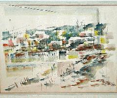 آلفرد BIRDSEY (1912-1996) نقاشی منظره بندر امپرسیونیست