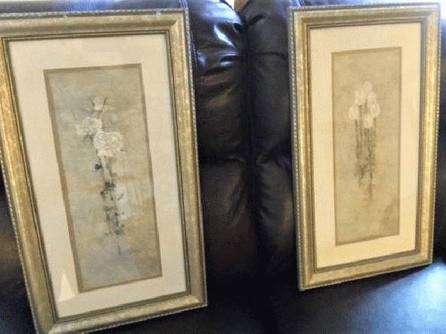 هنر گل چاپ w / قاب نقره ای