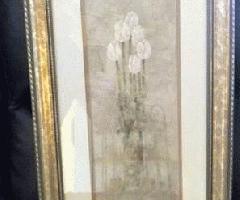 هنر گل چاپ w / قاب نقره ای