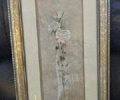 هنر گل چاپ w / قاب نقره ای