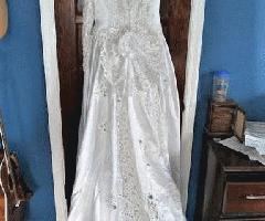 اندازه زیبا 14 زنان لباس عروسی سفید با قطار ($100)