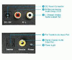 هم محور نوری دیجیتال به آنالوگ صوتی تبدیل آداپتور RCA L / R فیبر C