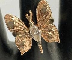 14K طلا 5.2 G و الماس .45 CTW (تقریبا) اندازه حلقه پروانه 6