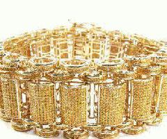 10.67 Ct گرد برش قناری رنگ SI1 الماس 10k زرد طلا دستبند