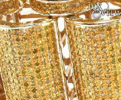 10.67 Ct گرد برش قناری رنگ SI1 الماس 10k زرد طلا دستبند