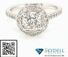 dyoey1. 62 ctw. درخشان دور برش حلقه الماس در 14k طلای سفید / ساعت فراموش نشدنی