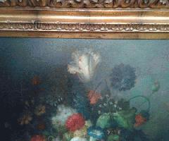 نقاشی رنگ و روغن گل, قاب 34.375 ایکس 30.187 که در.