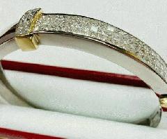 14k سفید و زرد طلا شاهزاده برش الماس النگو دستبند