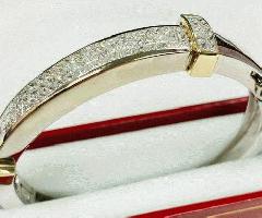 14k سفید و زرد طلا شاهزاده برش الماس النگو دستبند