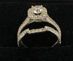  زنانه 14k طلای سفید 2 قطعه الماس حلقه عروسی مجموعه 1.50 TCW