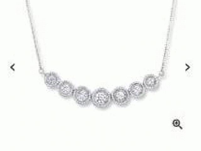 14k طلای سفید 1ct گردنبند الماس-برش گرد