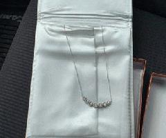14k طلای سفید 1ct گردنبند الماس-برش گرد