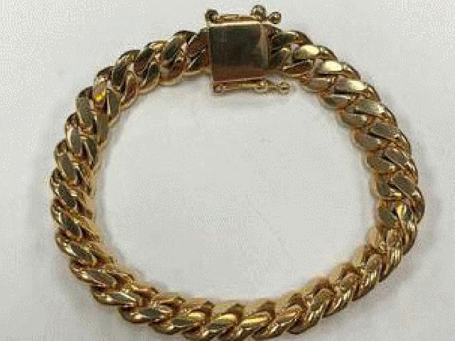 واقعی 10K طلا 8 x 10mm لینک کوبا دستبند 62.4 G (تقریبا)