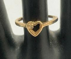 زنانه 14K طلا الماس قلب حلقه 1.8 G (تقریبا) اندازه 6