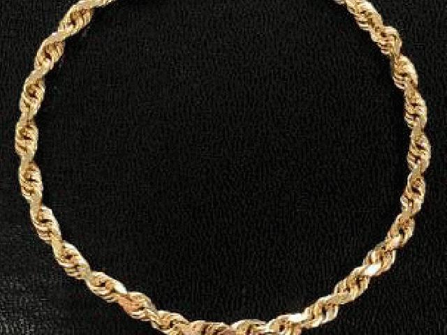 واقعی 10K طلا 8 x 4mm طناب لینک دستبند 10.1 G (گرم) (تقریبا)