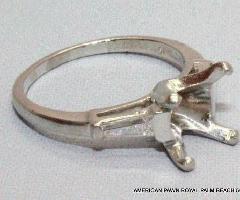 Solitare حلقه نامزدی پلاتین 4-چنگک صاف کردن 2 الماس تنظیم Sz 5.5 900