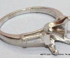 Solitare حلقه نامزدی پلاتین 4-چنگک صاف کردن 2 الماس تنظیم Sz 5.5 900