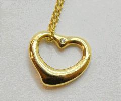 شرکت تیفانی السا Peretti قلب باز الماس و 18k گردنبند طلا