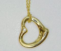 شرکت تیفانی السا Peretti قلب باز الماس و 18k گردنبند طلا
