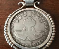 (فروش) نقره استرلینگ بولیوی سکه (1839) گردنبند آویز