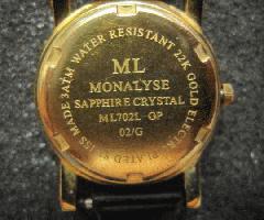Monalyse یاقوت کبود سوئیس ساخته شده 22k الکترو طلا اندود Ml702l ساعت مچی