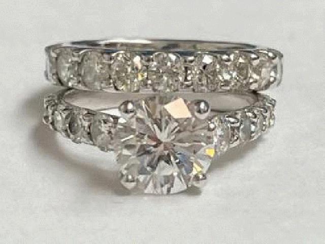 2.22 ct E/si گواهی الماس نامزدی مجموعه حلقه