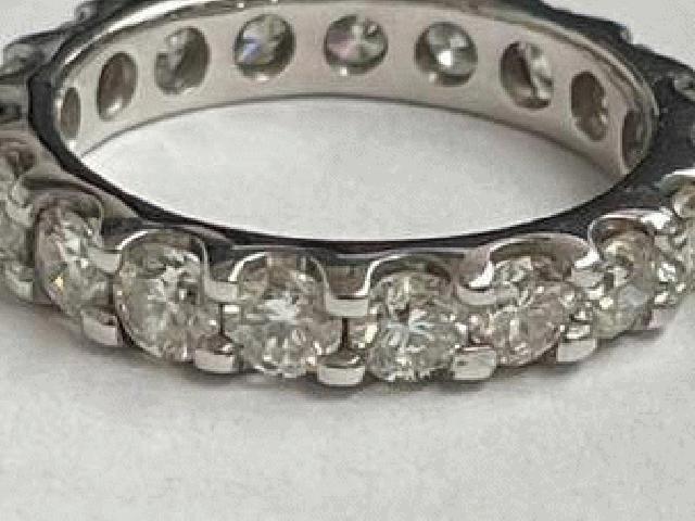 3.ct الماس حلقه عروسی 14k طلای سفید