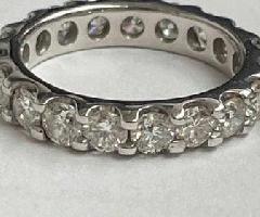 3.ct الماس حلقه عروسی 14k طلای سفید