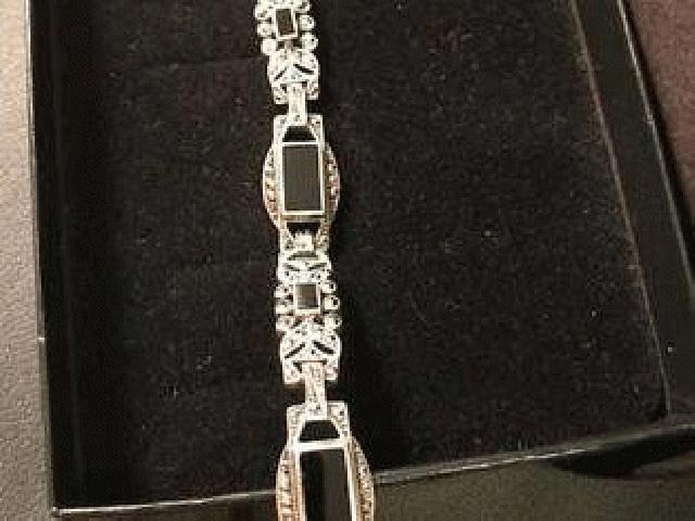 عقیق سلیمانی Marcasite نقره ای, دستبند