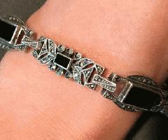 عقیق سلیمانی Marcasite نقره ای, دستبند