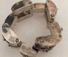 دستبند نقره ای مکزیکی با سنگ های فیروزه ای
