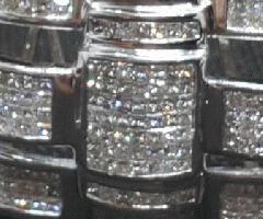 بزرگ 14k طلا سفید الماس روکش دستبند بیانیه