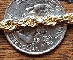 14k طلا زرد 26 12.2 گرم 5MM و طناب توخالی گردنبند زنجیره ای