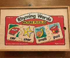 RHYMING WORDS PICTURE PUZZLES 20 دو قطعه پازل های چوبی-استفاده می شود