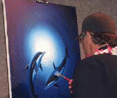 Wyland نقاشی رنگ و روغن اصلی ، چشم انداز دریا
