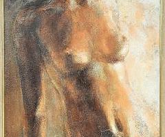 بزرگ زن نقاشی رنگ و روغن برهنه بر روی بوم توسط ژولیوس DAMASDY (1937-2020)