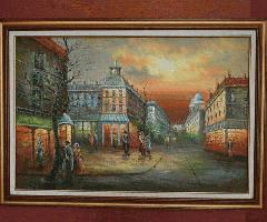 قاب نقاشی رنگ و روغن خیابان پاریس