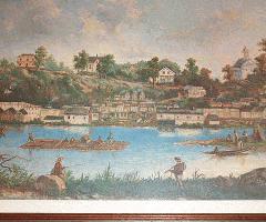 Grand Rapids MI Grand River Native American 1850s صحنه قاب چاپ